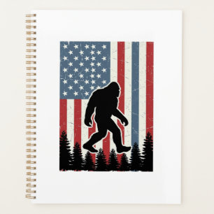 Bigfoot American Flag Vintage Vector Shirt Design_ Planner