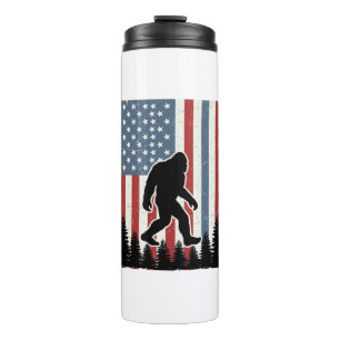 Bigfoot American Flag Vintage Vector Shirt Design_ Thermal Tumbler
