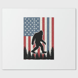Bigfoot American Flag Vintage Vector Shirt Design_ Wrapping Paper