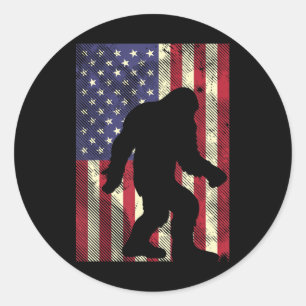 Bigfoot American US Flag Memorial Day Sasquatch Pa Classic Round Sticker