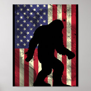 Bigfoot American US Flag Memorial Day Sasquatch Pa Poster