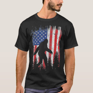 Bigfoot American USA Flag Patriotic 4th Of July  T-Shirt