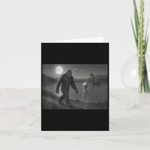 Bigfoot And Alien At Loch Ness Card
