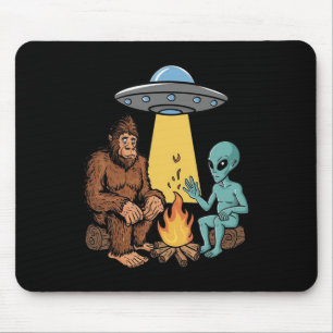Bigfoot And Alien Campfire For Hikers Hiking Outdo Mouse Mat