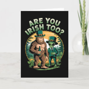 Bigfoot And Alien Drinking Beer Funny St. Patricks Card