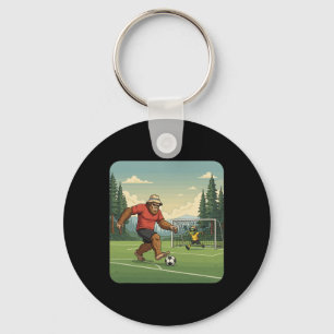 Bigfoot And Alien Playing Soccer Footll Key Ring