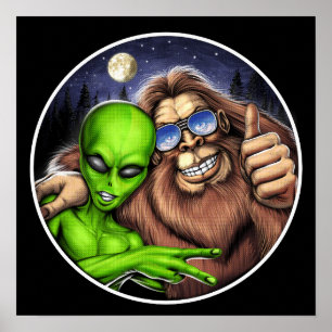 Bigfoot and Alien Poster