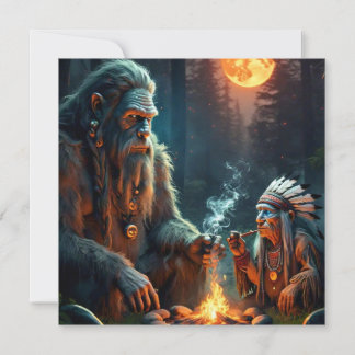 Bigfoot and Chief Moonlit Forest Gathering Invitation
