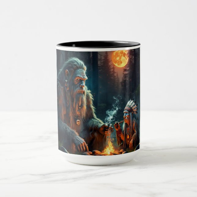 Bigfoot and Chief Moonlit Forest Gathering  Mug (Center)