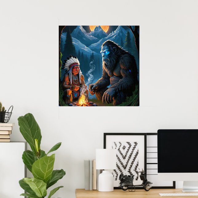 Bigfoot and Chief Moonlit Forest  Poster (Home Office)
