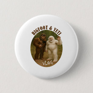 Bigfoot And Friend Vlog Funny Meme Hiking Selfie S 6 Cm Round Badge