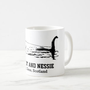 Bigfoot and Nessie Loch Ness Personalised Text Mug