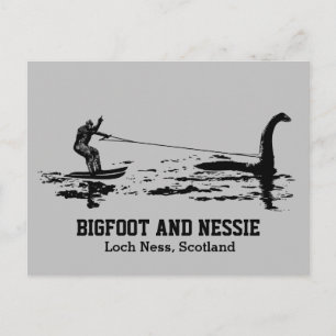 Bigfoot and Nessie Loch Ness Personalised Text Pos Postcard