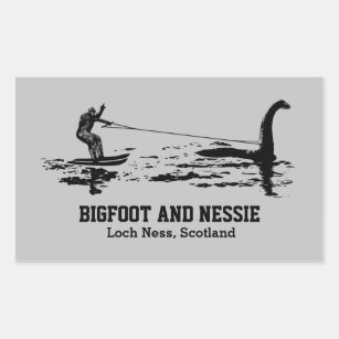 Bigfoot and Nessie Loch Ness Personalised Text Squ Rectangular Sticker