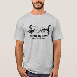 Bigfoot and Nessie Loch Ness Personalised Text T-Shirt