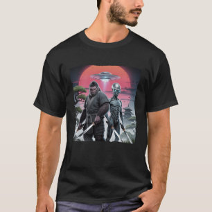 Bigfoot And Ninja Alien Vintage Japanese Samurai U T-Shirt