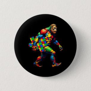 Bigfoot And Puzzle Piece Autism Awareness Day Auti 6 Cm Round Badge