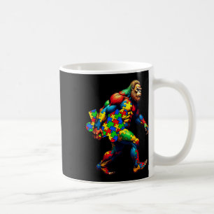Bigfoot And Puzzle Piece Autism Awareness Day Auti Coffee Mug