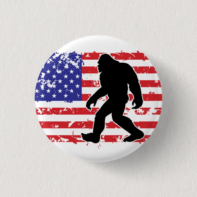 Bigfoot and the American Flag 3 Cm Round Badge (Front)