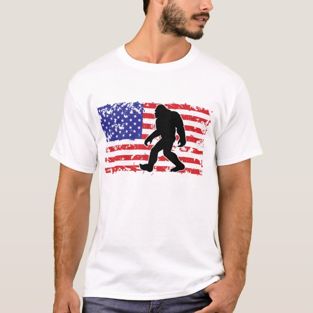 Bigfoot and the American Flag T-Shirt (Front)
