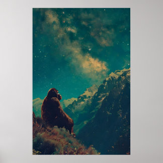 Bigfoot and the Stars, Art Print, Vintage Poster