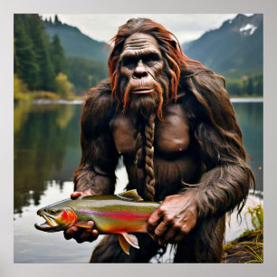 Bigfoot and Trout Poster