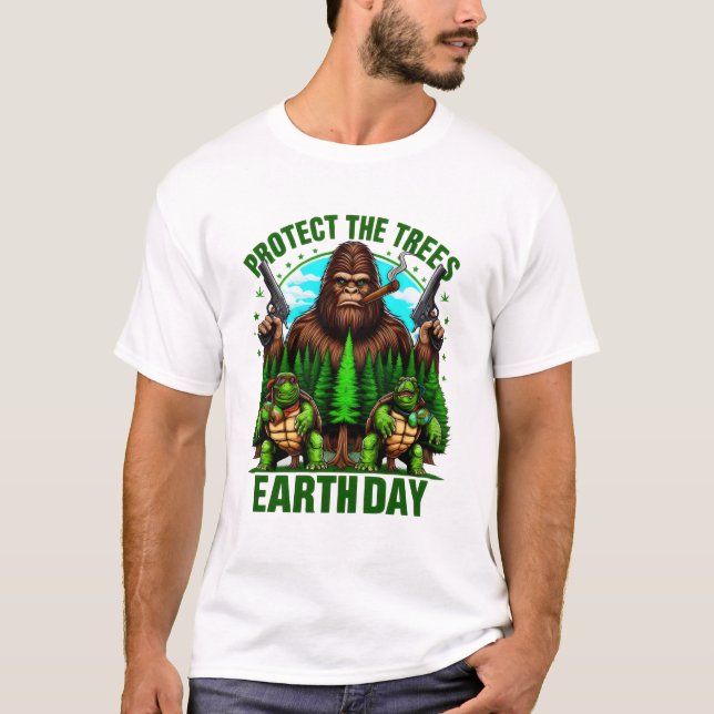 Bigfoot and Two Turtles: Armed Encounters T-Shirt (Front)