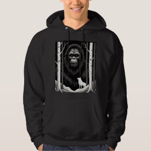 Bigfoot and White Wolf in Birch Forest Hoodie