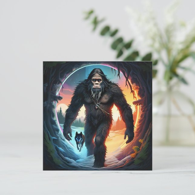 Bigfoot and Wolf Portal Card (Standing Front)