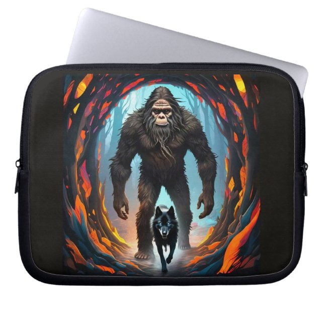 Bigfoot and Wolf Portal Laptop Sleeve (Front)