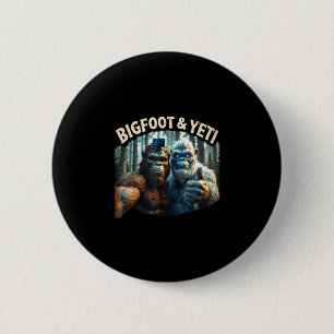 Bigfoot and yeti selfie cryptid squatch hunter 6 cm round badge