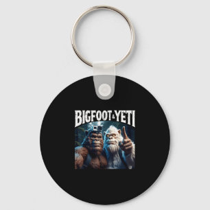 Bigfoot and yeti selfie funny camping hiking gift key ring