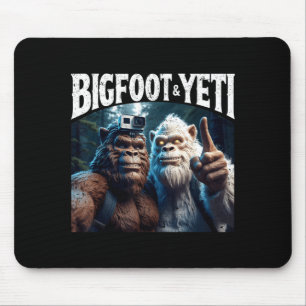 Bigfoot and yeti selfie funny camping hiking gift mouse mat