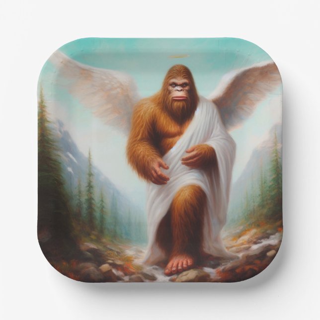 Bigfoot Angel Paper Plate (Front)