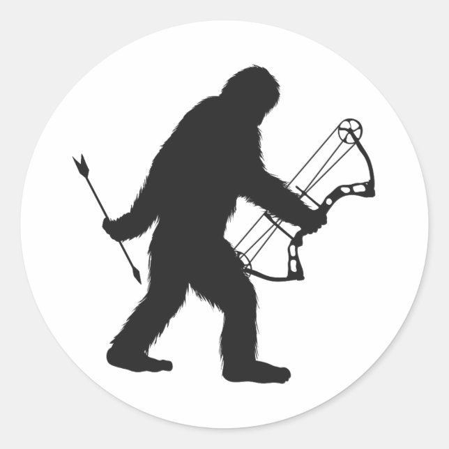 Bigfoot Archer silhouette Classic Round Sticker (Front)