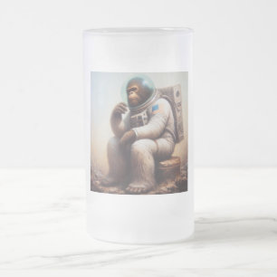 Bigfoot Astronaut Frosted Glass Beer Mug