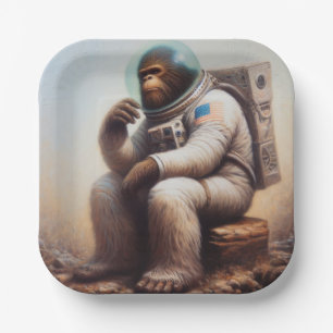 Bigfoot Astronaut Paper Plate