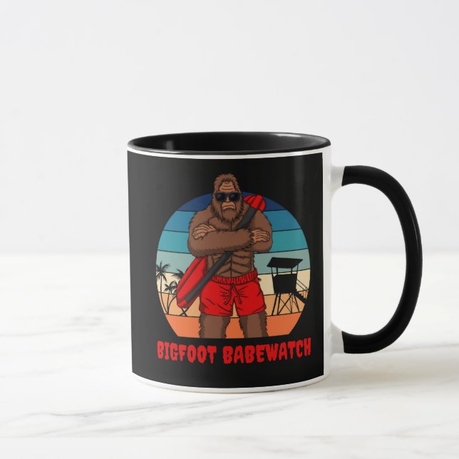 Bigfoot Babe Watch Beach Lifeguard Funny Coffee Mug (Right)