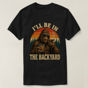 Bigfoot Backyard Whiskey & Cigar Retro Sunset T-Shirt