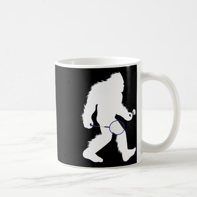 Bigfoot Badminton Player Sasquatch Shuttle  Coffee Mug (Right)