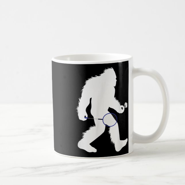 Bigfoot Badminton Player Sasquatch Shuttle  Coffee Mug (Right)