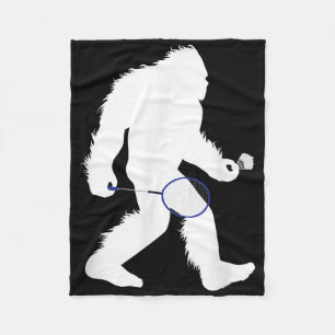 Bigfoot Badminton Player Sasquatch Shuttle  Fleece Blanket
