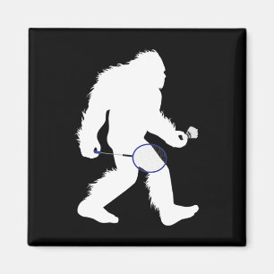 Bigfoot Badminton Player Sasquatch Shuttle Magnet