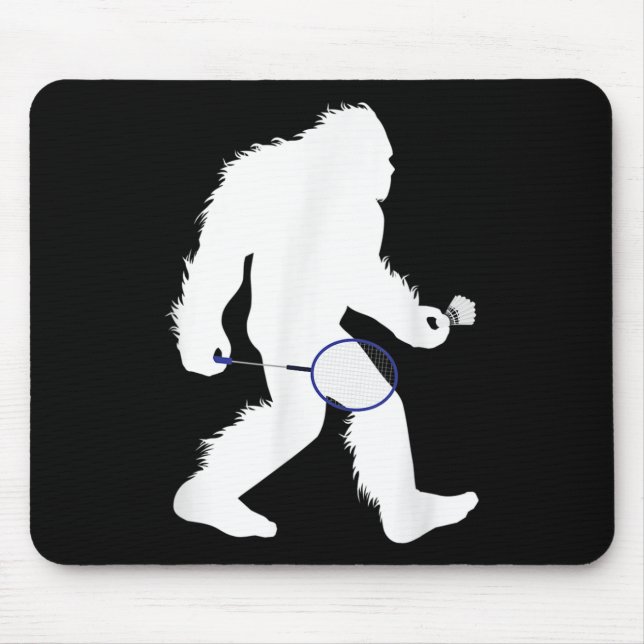 Bigfoot Badminton Player Sasquatch Shuttle  Mouse Mat (Front)