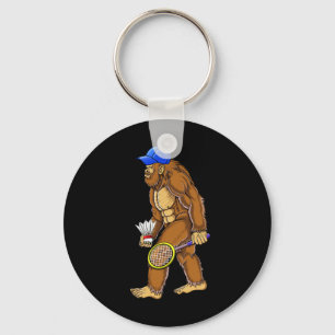 Bigfoot Badminton Shuttle Art Sports Key Ring