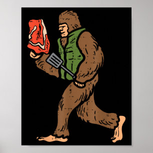 Bigfoot Barbecue Bbq Sasquatch Meat Grilling Women Poster