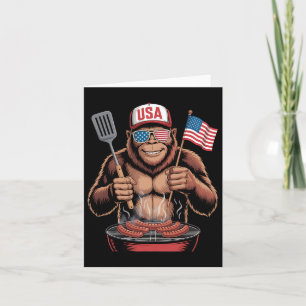 Bigfoot Bbq 4th Of July Funny Patriotic Sasquatch  Card