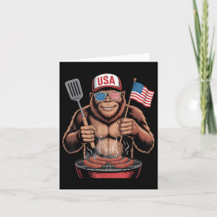 Bigfoot Bbq 4th Of July Funny Patriotic Sasquatch Card