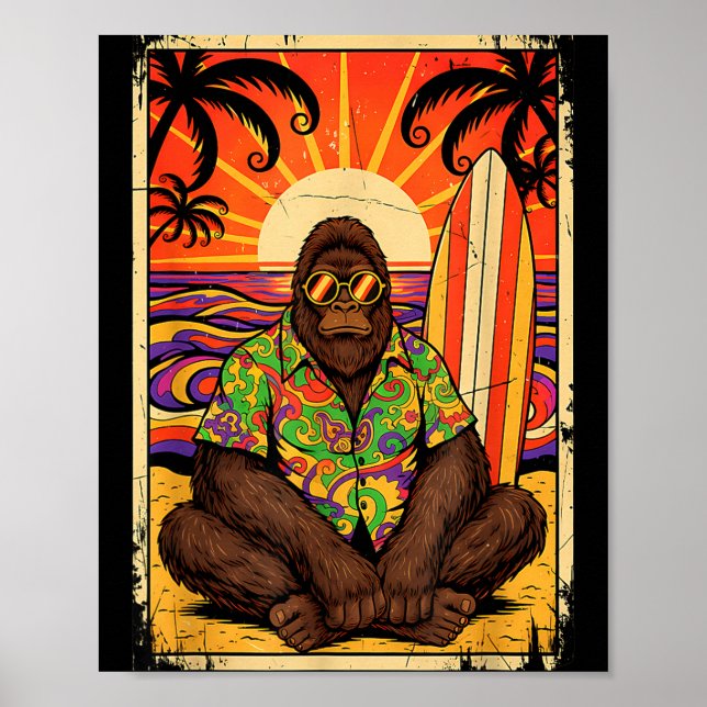 Bigfoot beach surfboard vintage  poster (Front)