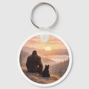 Bigfoot & Bear Cub at Sunset Key Ring